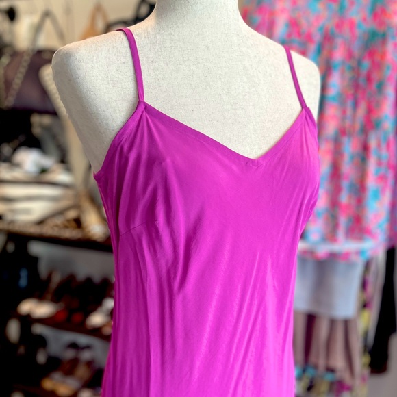 NWT Loft Slip V-Neck Maxi Dress in Magenta - Picture 2 of 6